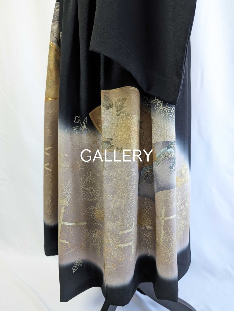 画像25: 【扇に四季草花×剣木瓜紋】黒留袖無限wayワンピース (25)