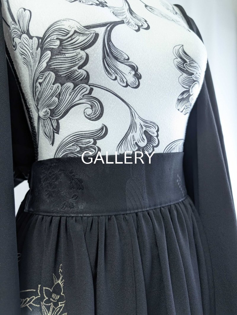 画像23: 【扇に四季草花×剣木瓜紋】黒留袖無限wayワンピース (23)