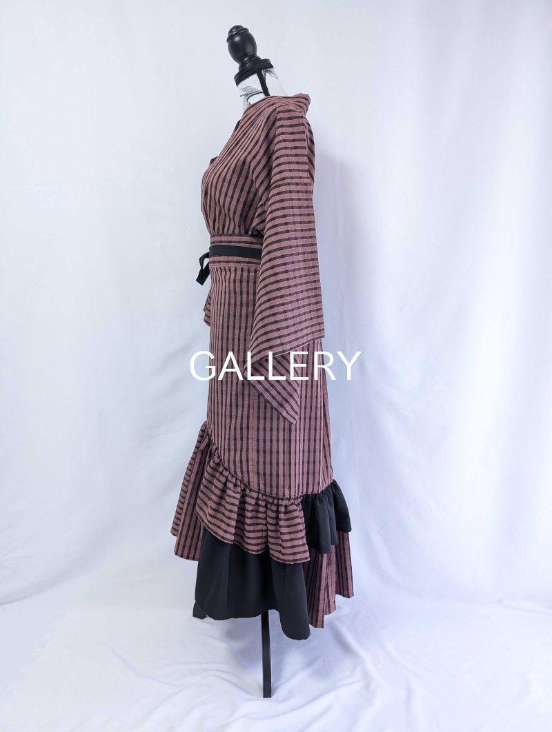 画像24: 【pinkストライプチェック】kimonoジャケット＆マーメイドラップスカートセットアップ (24)