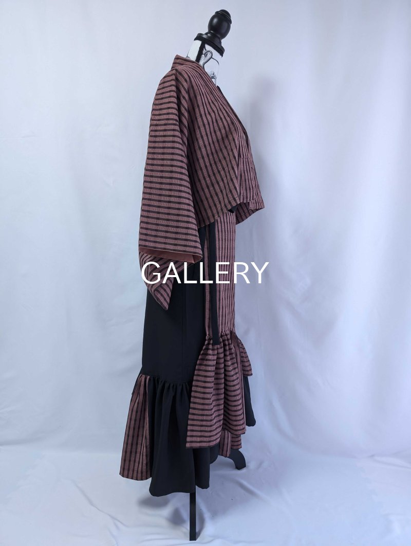 画像22: 【pinkストライプチェック】kimonoジャケット＆マーメイドラップスカートセットアップ (22)