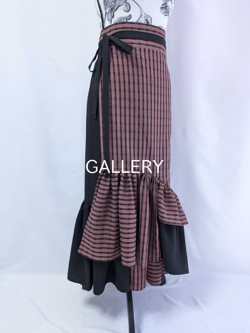 画像10: 【pinkストライプチェック】kimonoジャケット＆マーメイドラップスカートセットアップ (10)