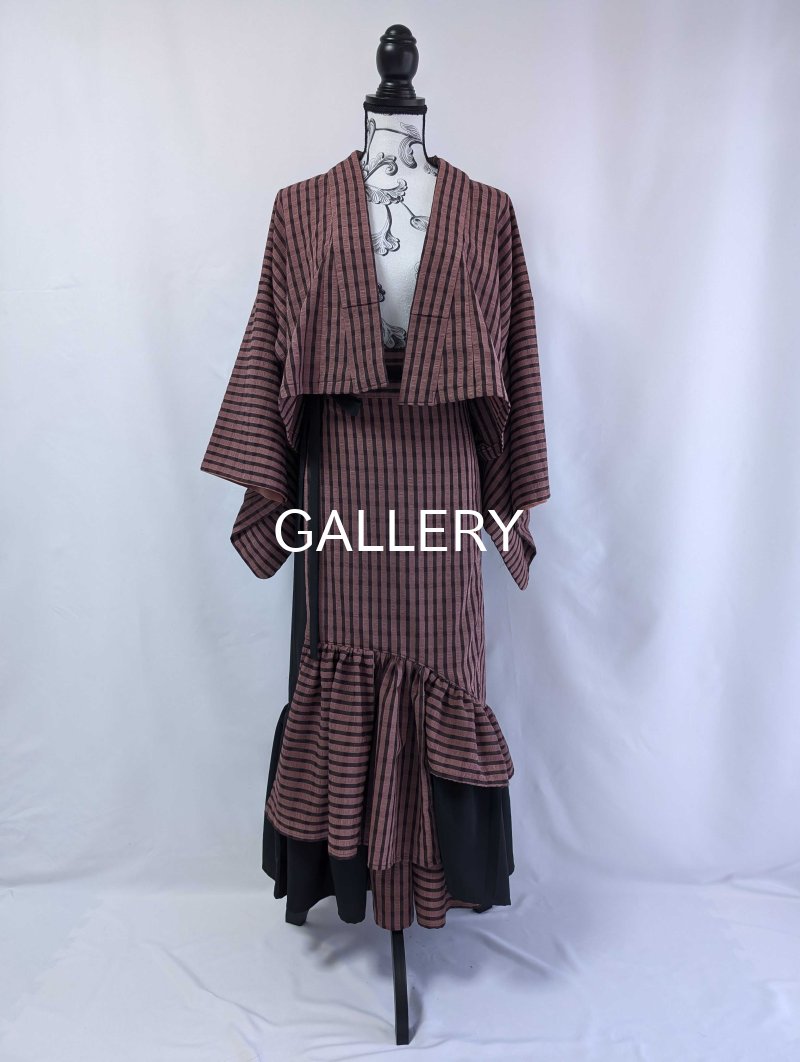 画像19: 【pinkストライプチェック】kimonoジャケット＆マーメイドラップスカートセットアップ (19)