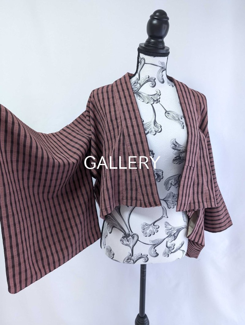 画像7: 【pinkストライプチェック】kimonoジャケット＆マーメイドラップスカートセットアップ (7)