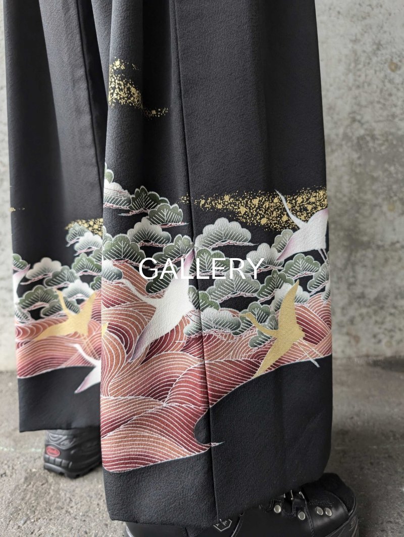 画像6: 【五三桐紋×金駒飛鶴】落款付オーバースカートセットアップ (6)