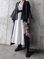 画像1: 【五三桐紋×金駒飛鶴】落款付オーバースカートセットアップ (1)
