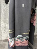 画像10: 【五三桐紋×金駒飛鶴】落款付オーバースカートセットアップ (10)