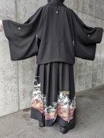 画像3: 【五三桐紋×金駒飛鶴】落款付オーバースカートセットアップ (3)