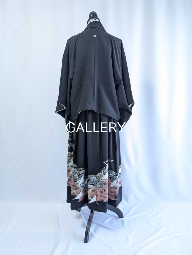 画像15: 【五三桐紋×金駒飛鶴】落款付オーバースカートセットアップ (15)