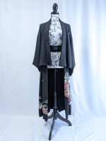 画像13: 【五三桐紋×金駒飛鶴】落款付オーバースカートセットアップ (13)