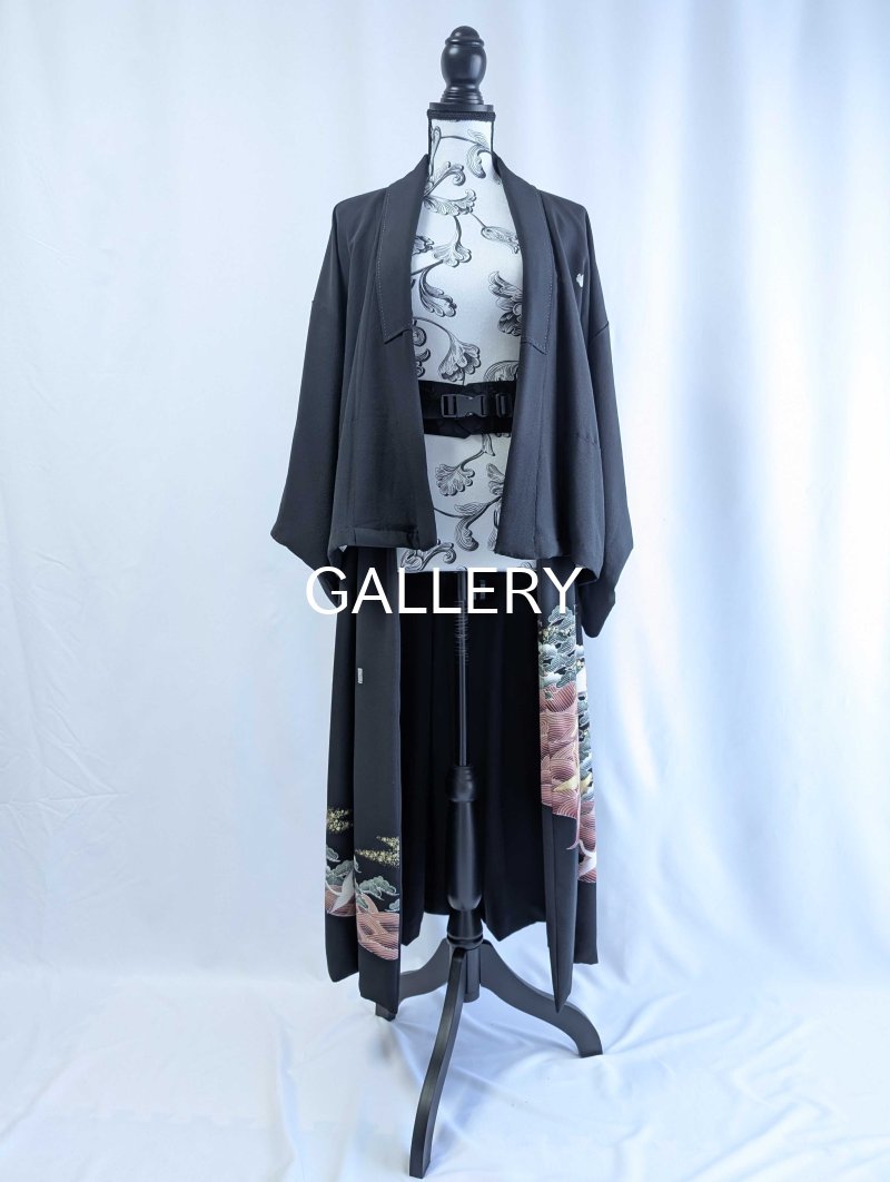 画像13: 【五三桐紋×金駒飛鶴】落款付オーバースカートセットアップ (13)