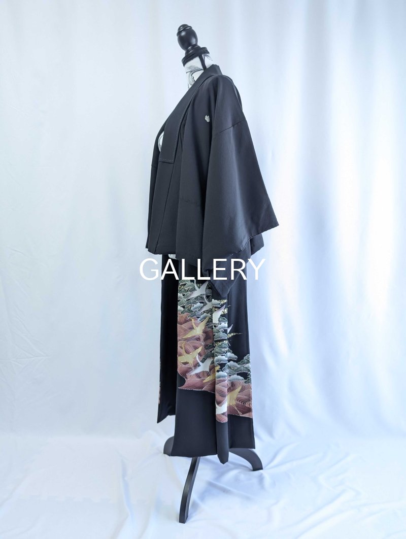 画像14: 【五三桐紋×金駒飛鶴】落款付オーバースカートセットアップ (14)