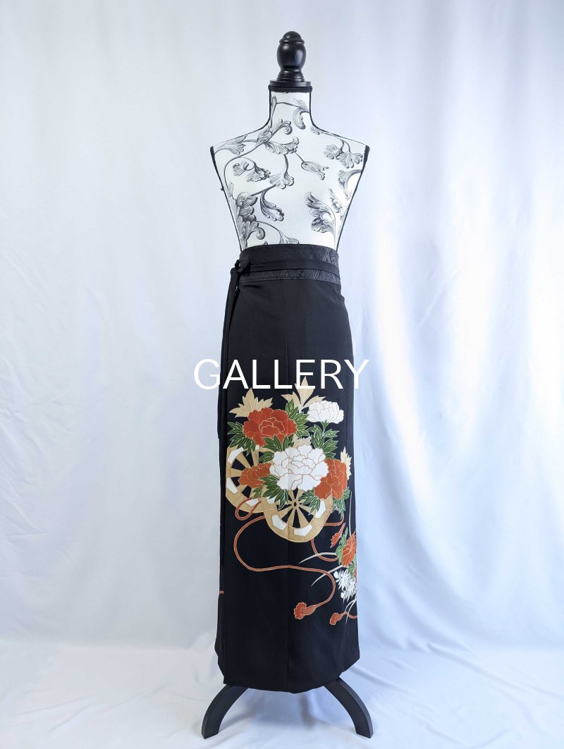画像12: 【金駒×花車×菊菱黒帯】黒留袖ラップスカートセットアップ (12)