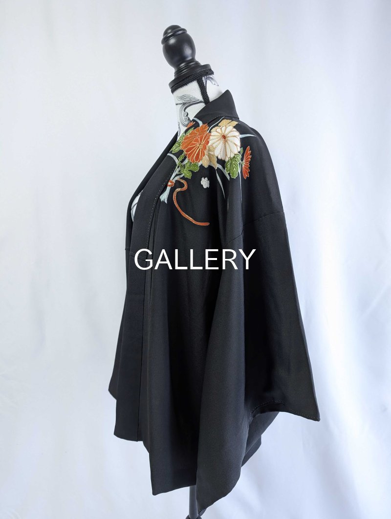 画像9: 【金駒×花車×菊菱黒帯】黒留袖ラップスカートセットアップ (9)