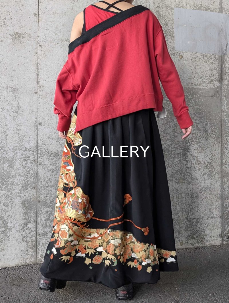 画像5: 【金駒松×文箱×鼓】黒留袖オーバースカート (5)