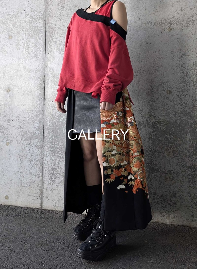 画像4: 【金駒松×文箱×鼓】黒留袖オーバースカート (4)