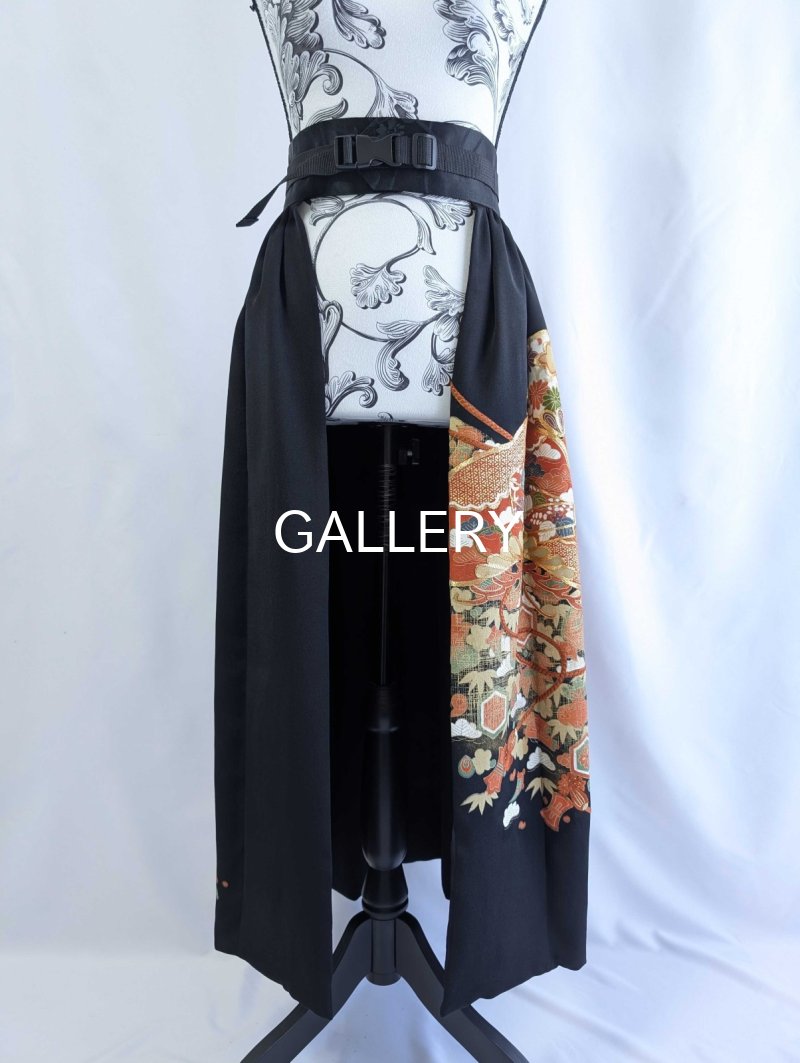 画像7: 【金駒松×文箱×鼓】黒留袖オーバースカート (7)