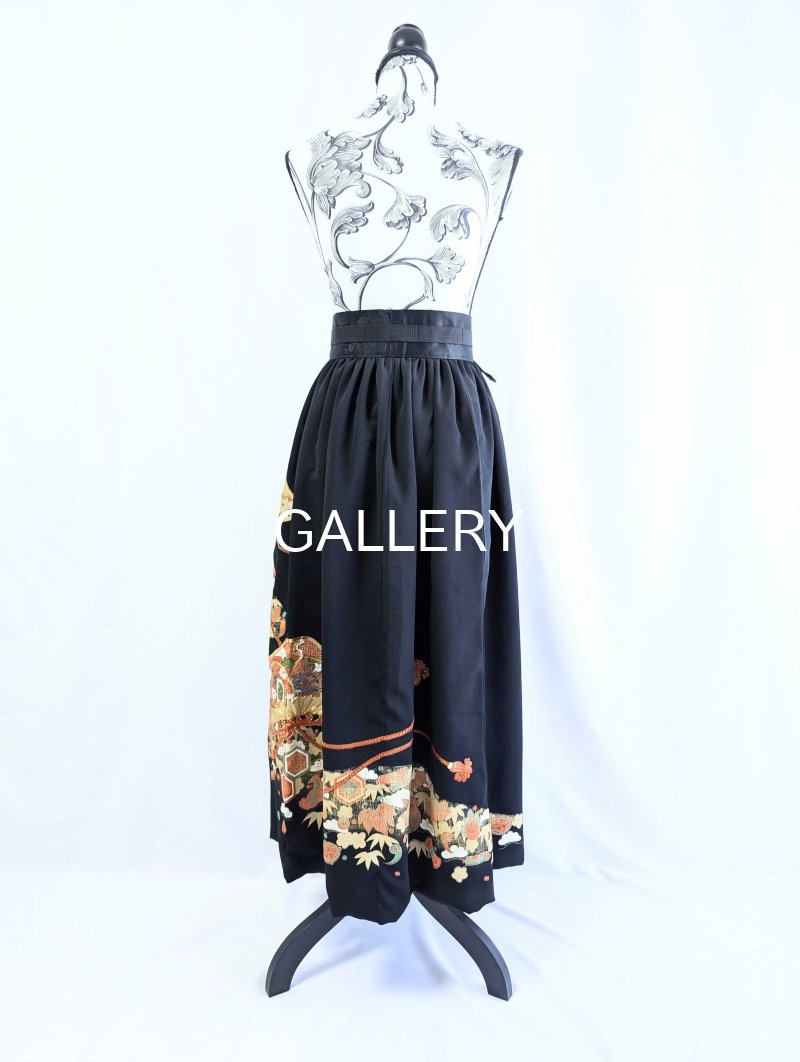 画像11: 【金駒松×文箱×鼓】黒留袖オーバースカート (11)