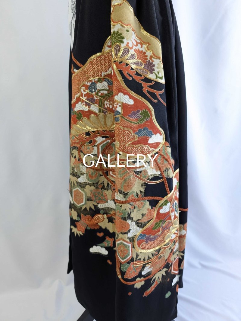 画像9: 【金駒松×文箱×鼓】黒留袖オーバースカート (9)