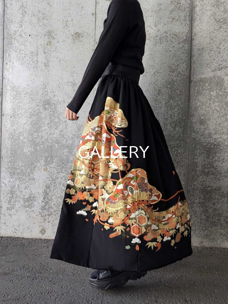 画像3: 【金駒松×文箱×鼓】黒留袖オーバースカート (3)