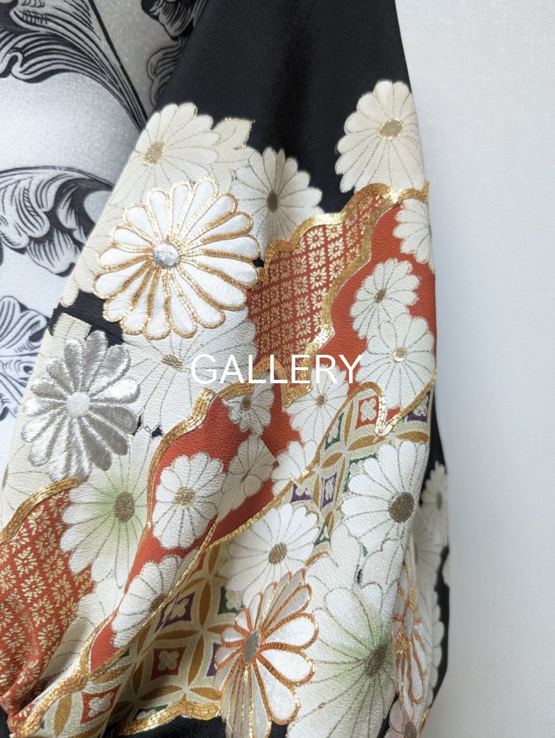 画像7: 【金駒×菊×雲取り】黒留袖マーガレット (7)