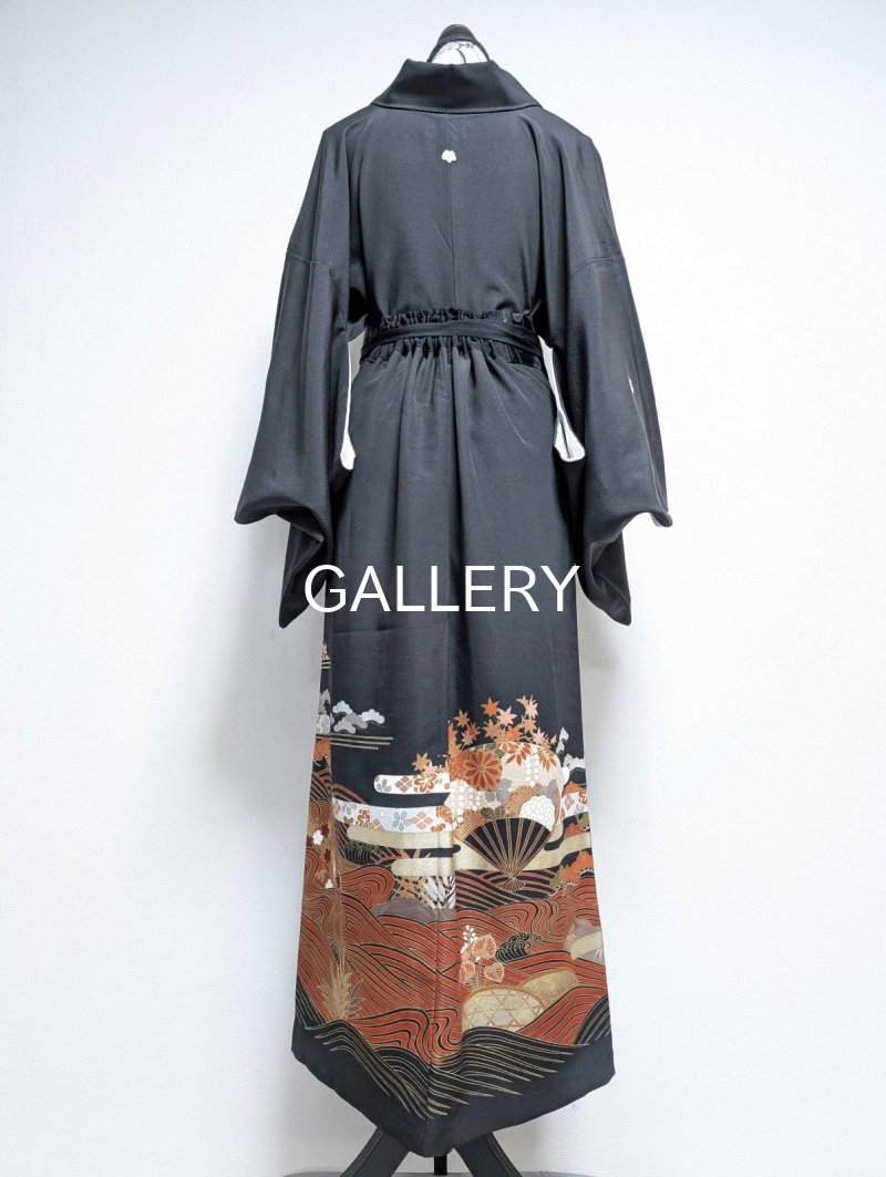 画像20: 【流水×扇×蔦紋】黒留袖ラップスカートセットアップ (20)