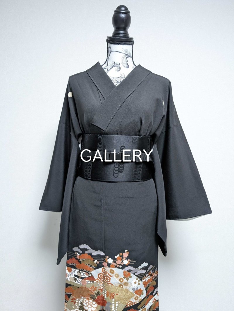 画像23: 【流水×扇×蔦紋】黒留袖ラップスカートセットアップ (23)