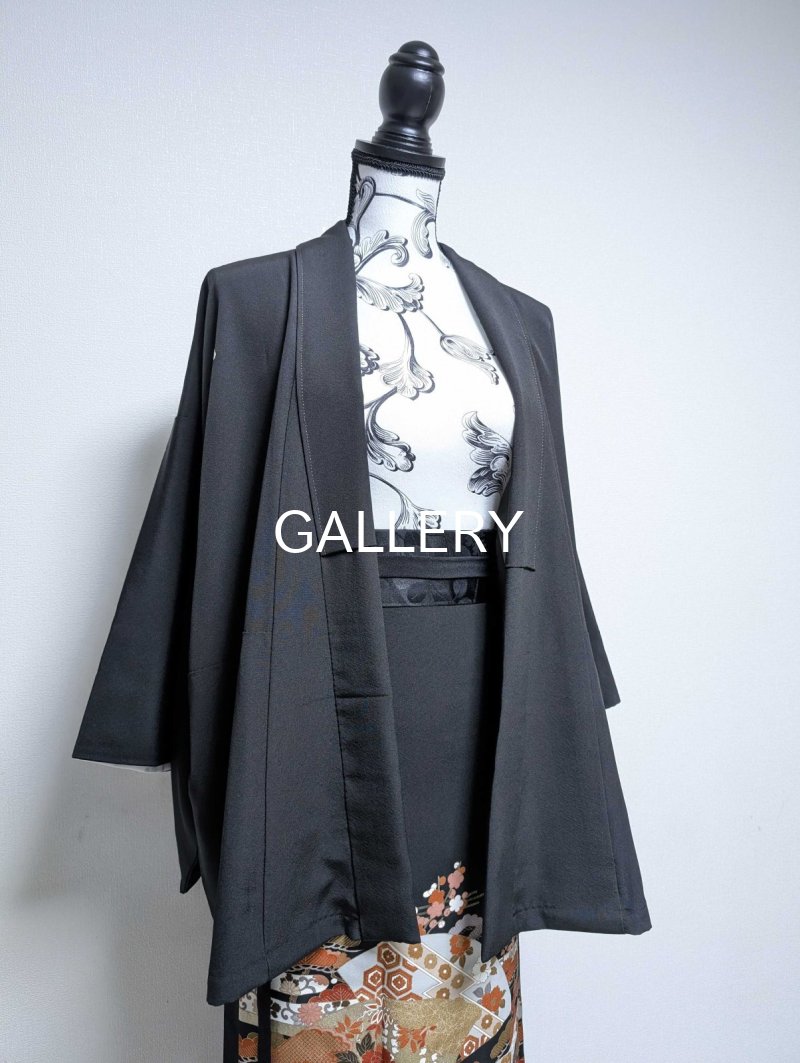 画像5: 【流水×扇×蔦紋】黒留袖ラップスカートセットアップ (5)