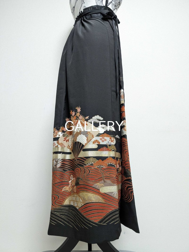 画像15: 【流水×扇×蔦紋】黒留袖ラップスカートセットアップ (15)
