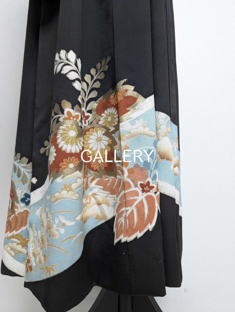 画像14: 【金刺繍踊り桐×五三桐紋】黒留袖アシンメトリードレス (14)