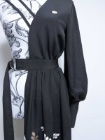 画像23: 【金刺繍踊り桐×五三桐紋】黒留袖アシンメトリードレス (23)