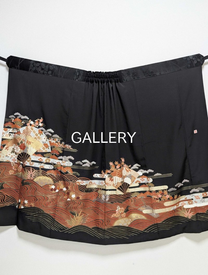 画像30: 【流水×扇×蔦紋】黒留袖ラップスカートセットアップ (30)
