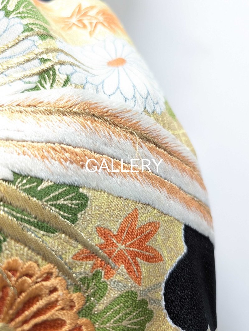 画像11: 【尾長鶏×四季草花】黒留袖オーバースカート (11)