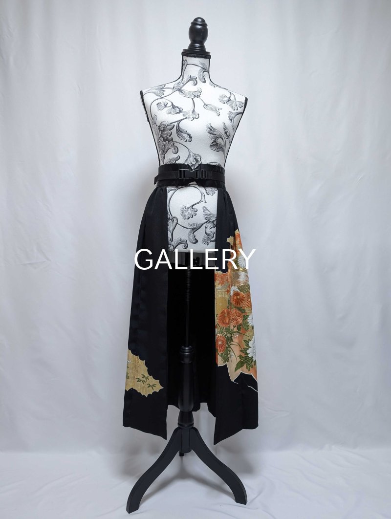 画像3: 【尾長鶏×四季草花】黒留袖オーバースカート (3)