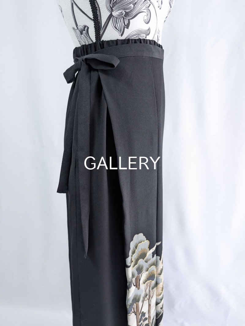 画像28: 【金駒×松柄】黒留袖ワイドラップパンツ＆ジャケットセットアップ (28)