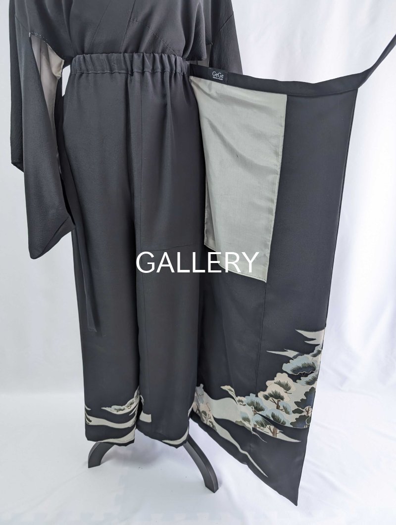 画像33: 【金駒×松柄】黒留袖ワイドラップパンツ＆ジャケットセットアップ (33)
