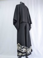 画像12: 【金駒×松柄】黒留袖ワイドラップパンツ＆ジャケットセットアップ (12)