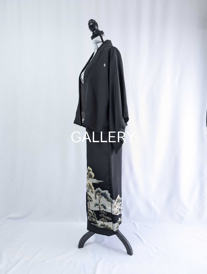 画像13: 【金駒×松柄】黒留袖ワイドラップパンツ＆ジャケットセットアップ (13)