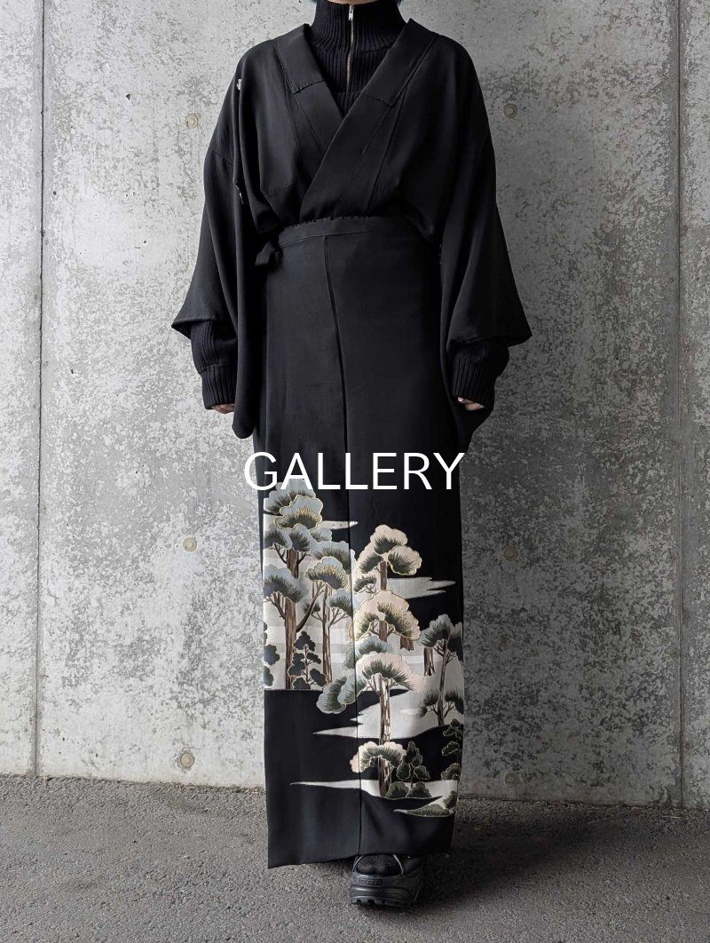画像6: 【金駒×松柄】黒留袖ワイドラップパンツ＆ジャケットセットアップ (6)
