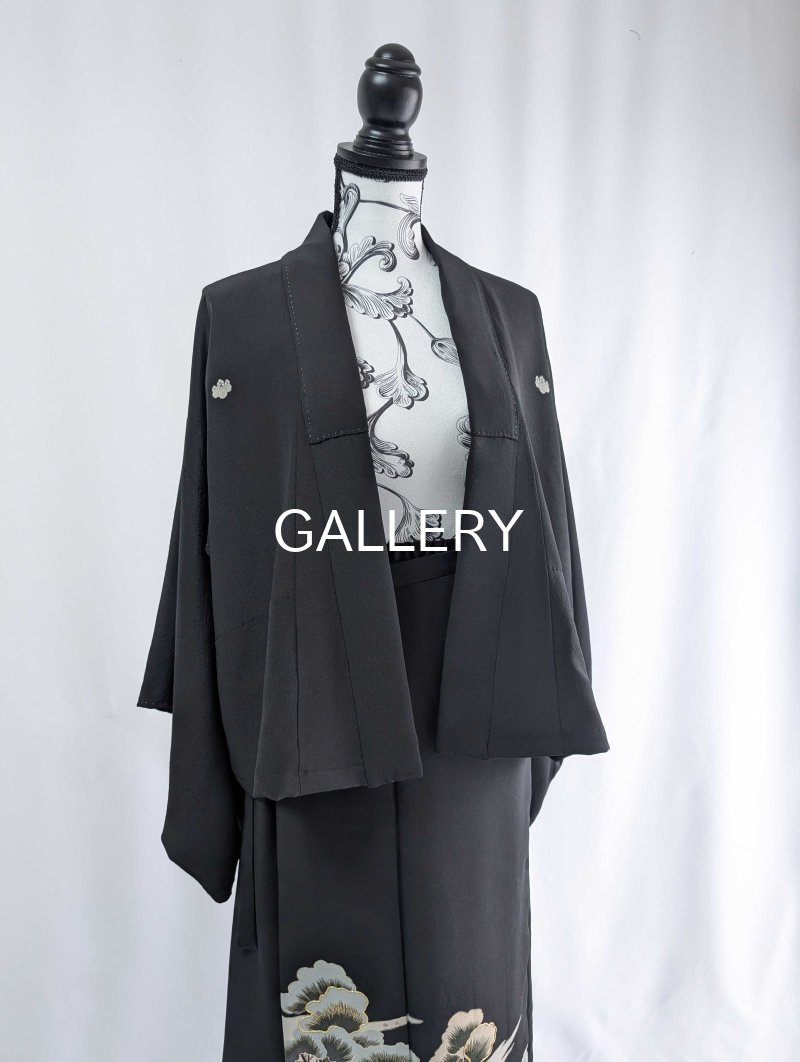 画像8: 【金駒×松柄】黒留袖ワイドラップパンツ＆ジャケットセットアップ (8)