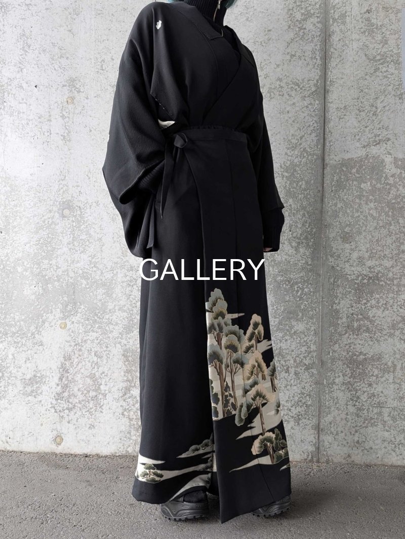 画像5: 【金駒×松柄】黒留袖ワイドラップパンツ＆ジャケットセットアップ (5)