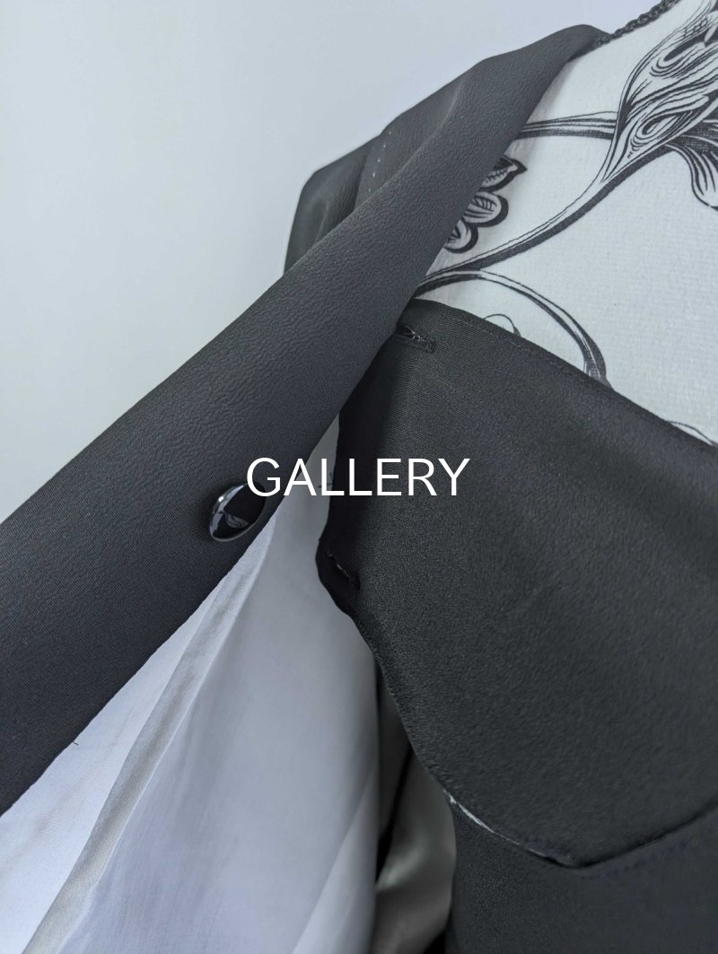 画像9: 【金駒扇×鳳凰×几帳文】黒留袖オーバースカート＆リボンジャケットセットアップ (9)