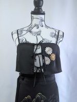 画像12: 【楼閣山水文×絢爛刺繍】黒留袖ビスチェ＆ラップスカート (12)