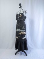 画像7: 【楼閣山水文×絢爛刺繍】黒留袖ビスチェ＆ラップスカート (7)