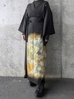 画像1: 【丸に木瓜紋×扇面松×金駒】黒留袖ラップスカートセットアップ (1)