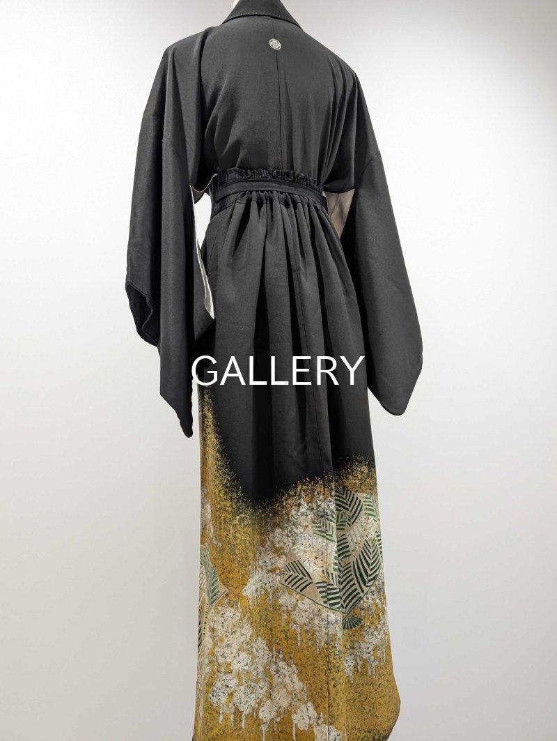 画像27: 【丸に木瓜紋×扇面松×金駒】黒留袖ラップスカートセットアップ (27)