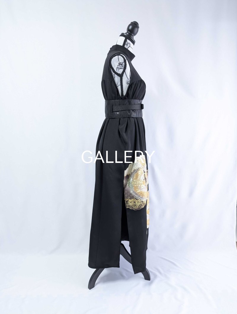 画像35: 【豪華金駒×向かい鳳凰×雲取り菊菱】黒留袖ハイネックドレス&ショートジャケットセット (35)