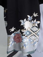 画像21: 【刺繍芍薬×雲取り】黒留袖フリルケープスリーブカーディガンコート (21)