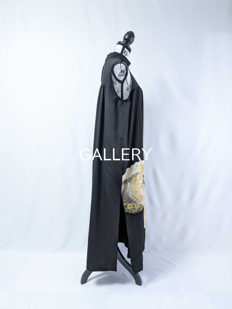 画像31: 【豪華金駒×向かい鳳凰×雲取り菊菱】黒留袖ハイネックドレス&ショートジャケットセット (31)