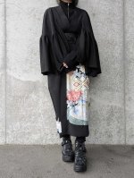 画像7: 【刺繍芍薬×雲取り】黒留袖フリルケープスリーブカーディガンコート (7)