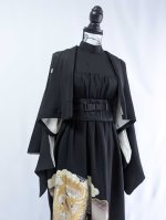画像37: 【豪華金駒×向かい鳳凰×雲取り菊菱】黒留袖ハイネックドレス＆ショートジャケットセット (37)